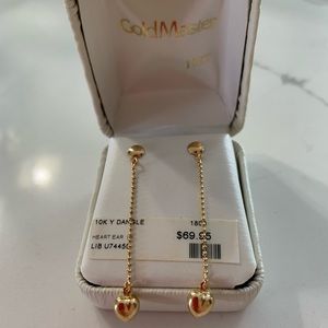 10K gold pendant heart earrings. NWOT